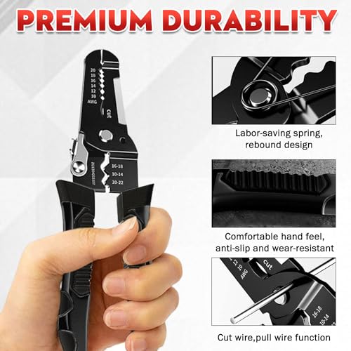 BendJoy 9 in 1 Multifunction Wire Cutter and Stripper, Plier For Repairing Electrical Appliances, High Magnetic Steel Blade, Plastic Handle Sturdy and Durable Perfect for Electricians - Image 3