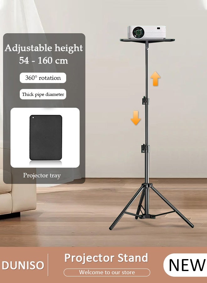 DUNISO Adjustable Projector Tripod Stand Portable Foldable Laptop Tripod with Projection Tray Aluminum Floor Projector Stand with Adjustable Height for Office, Home, Stage, Studio, Racks Holder Mount - Image 1