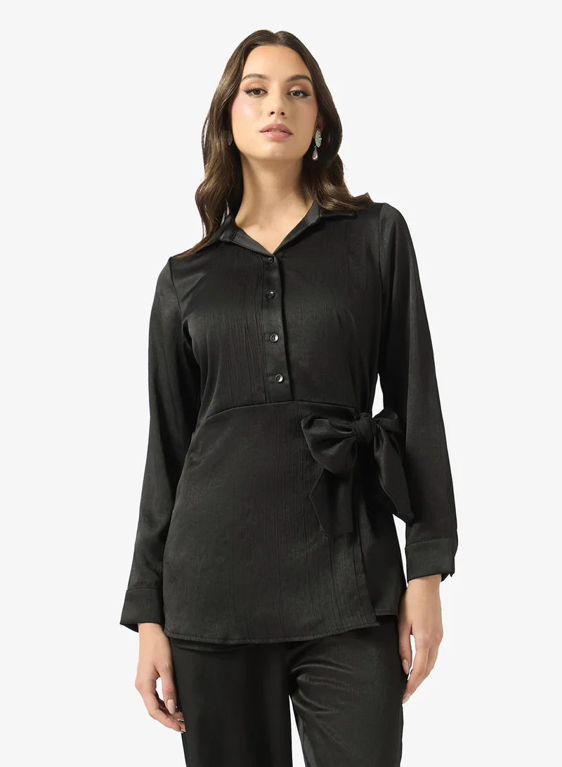 Fyor  Relaxed Tie-Up Button-Down Top & Pant Co-ord Set for Women | Best Price UAE