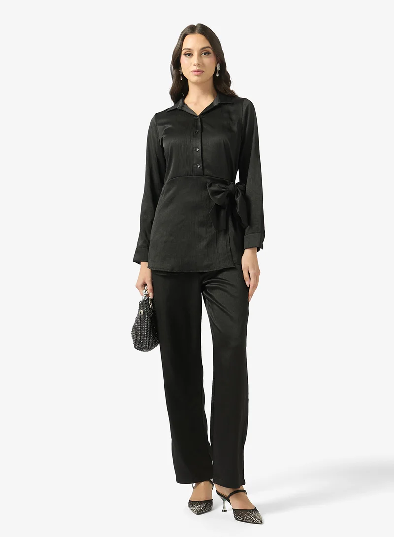 Fyor  Relaxed Tie-Up Button-Down Top & Pant Co-ord Set for Women | Best Price UAE