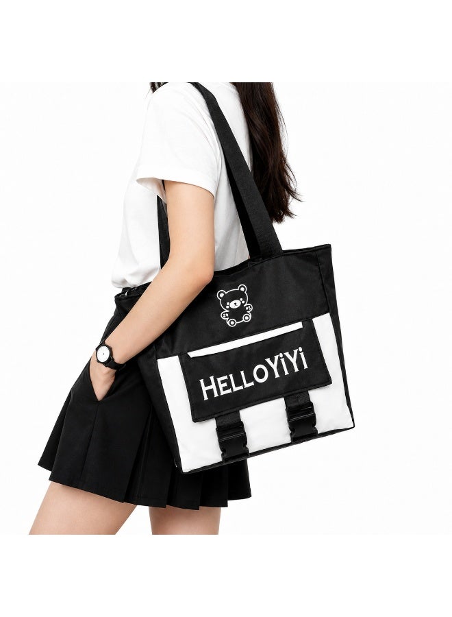 Women’s Tote Bag with Top Zipper, Multiple Front Pockets, Detachable Mini Purse and Wide Shoulder Straps - Image 1
