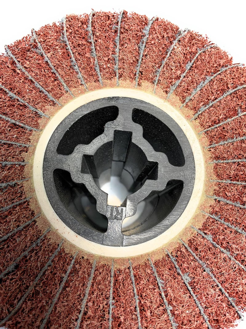 SIGNI Non-Woven Abrasive Polishing Brush burnishing Wheel Mop Flap Wheel of Portable Motor Compatible with Burnishing Machine/Polisher/Sander 120x100mm (80# with Sandpaper) - Image 3