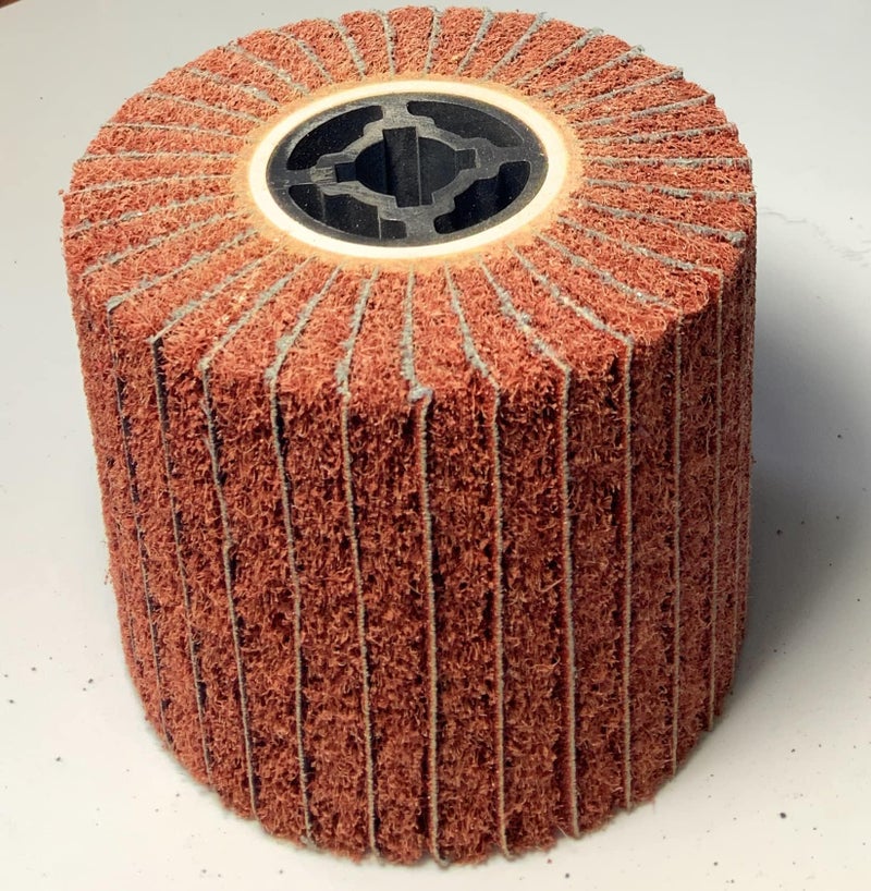 SIGNI Non-Woven Abrasive Polishing Brush burnishing Wheel Mop Flap Wheel of Portable Motor Compatible with Burnishing Machine/Polisher/Sander 120x100mm (80# with Sandpaper) - Image 1