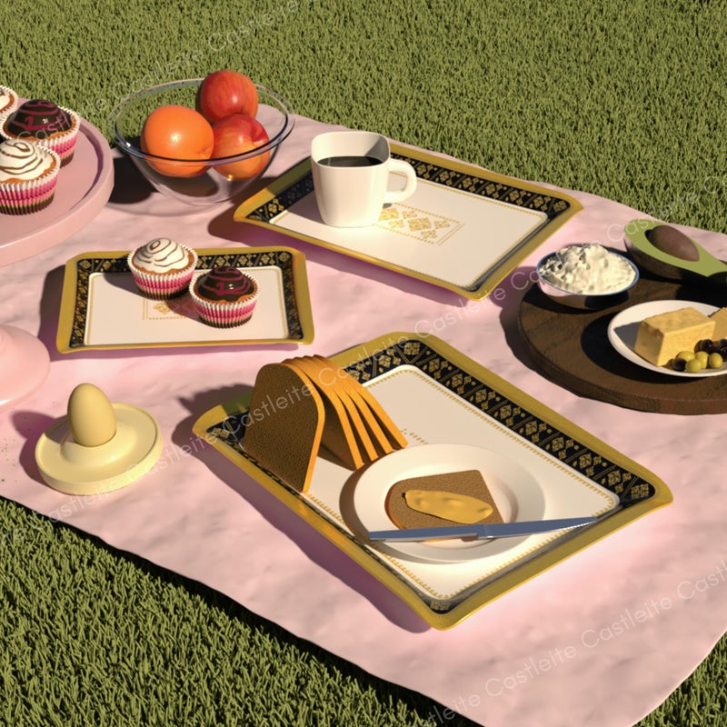 Castleite Valencia Series Melamine Trays Set of 3 with Handles for Serving Snacks or Tea - A Designer Tray Medley for Home or Cafe Use (Soriana) - Image 3