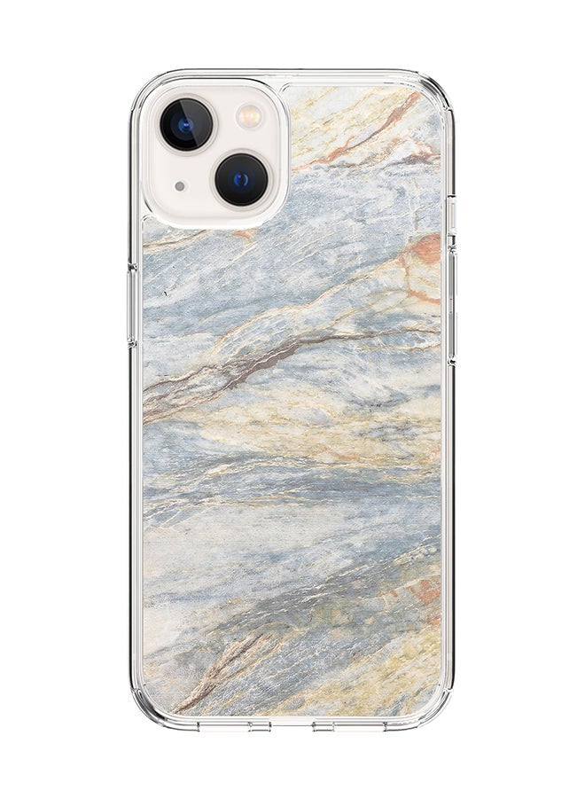 Stylizedd Classic Clear for Apple iPhone 14 Case Hybrid Soft Cover Flexible Edges Anti Drop TPU PC Gel Thin Transparent Cover [ Designed for Apple iPhone 14 ] - Marble Print Grey Classic