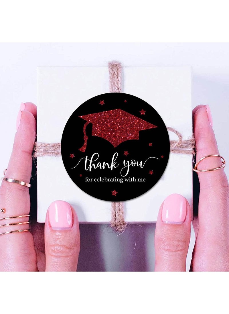 MAGJUCHE Red Black Graduation Thank You Stickers Congrats Grad Party Favor Sticker Labels 40Pack 2in  - Image 2