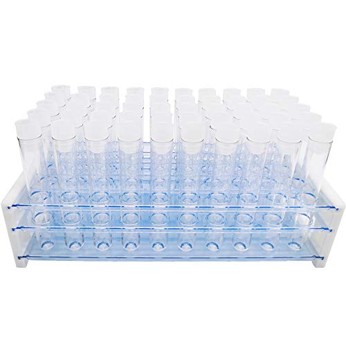 Panxxsen 50Pcs Clear Plastic Test Tubes with Rack,16x100mm(10ml) Test Tube with Caps and 50 Holes Tubes Rack for Scientific Experiments,Party,Decorate The House,Candy Storage - Image 4