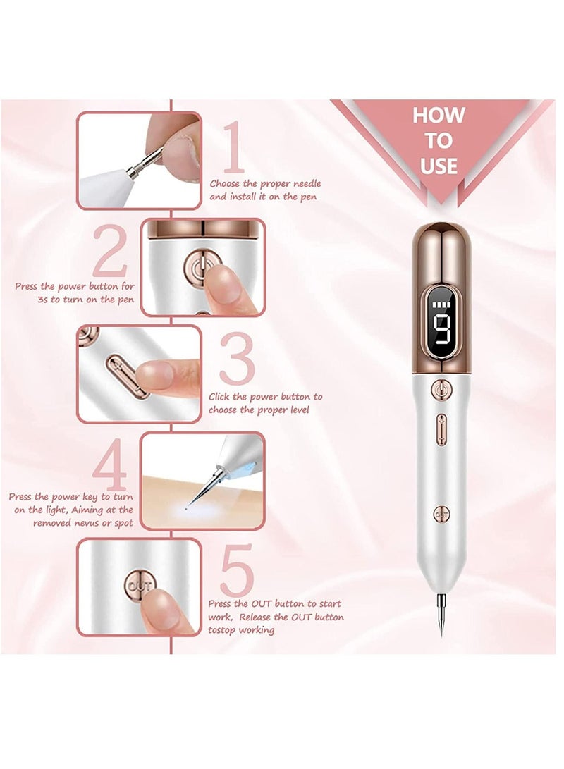 Furtey Freckle removal equipment Skin Tag Removal Tool with USB Charge for Home Use 30 Interchangeable Devices Gold  - Image 4