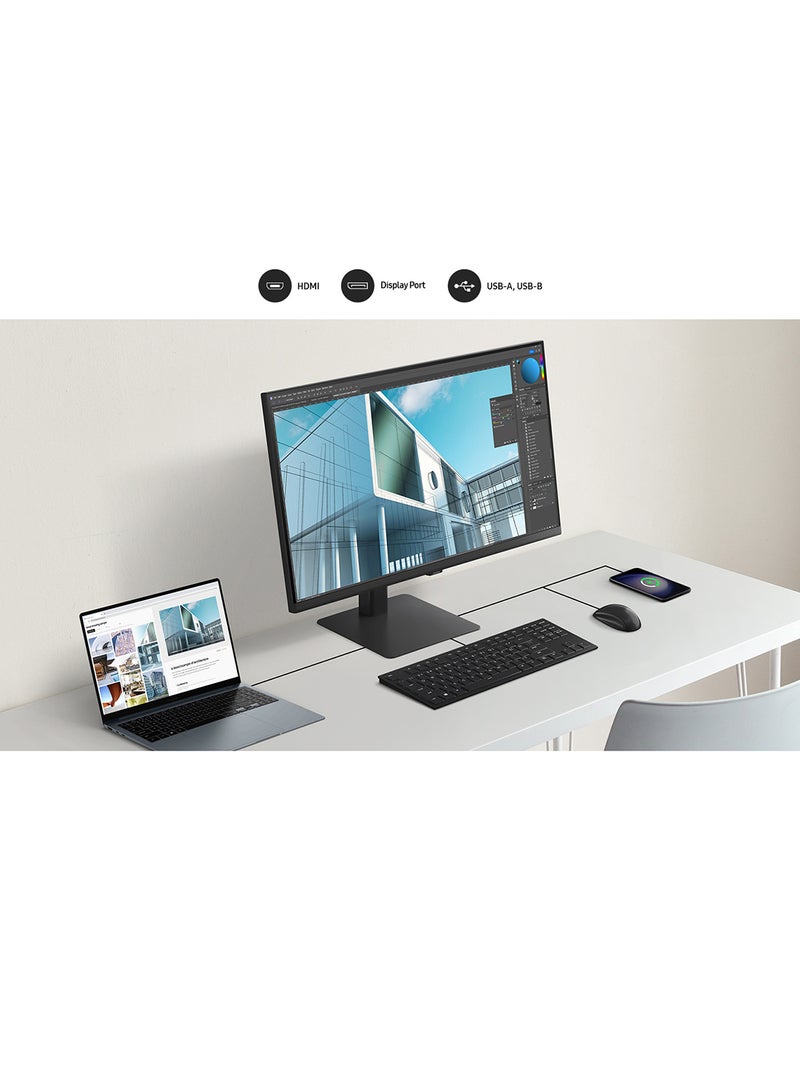 سامسونج شاشة ViewFinity S8 بحجم 32 بوصة، دقة 4K UHD، شاشة VA، معدل تحديث 60 هرتز، زمن استجابة 5 مللي ثانية، دعم 1.07 مليار لون، خالية من الوميض، صورة داخل صورة، قاعدة HAS | LS32D806EAMXUE - Image 4