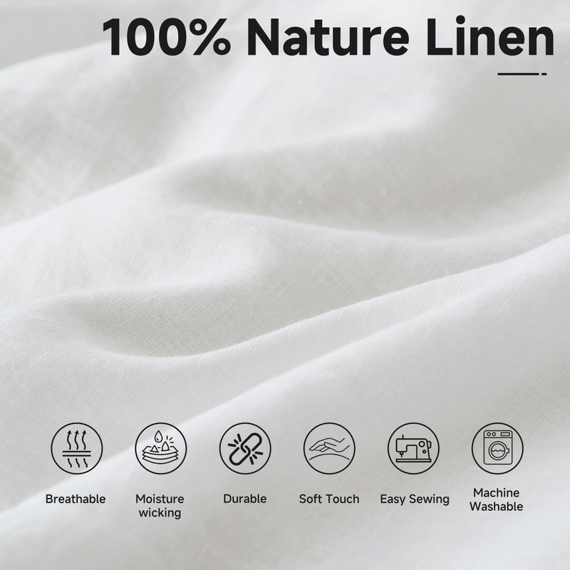 Simple&Opulence بسيط وفاخر قماش كتان نقي 100% بطول 78 بوصة بالياردة، قماش كتان بلون صلب للخياطة، التطريز، الملابس، الأعمال اليدوية، الحقائب، مفارش الطاولات، إكسسوارات الحرف اليدوية (أبيض) - Image 2