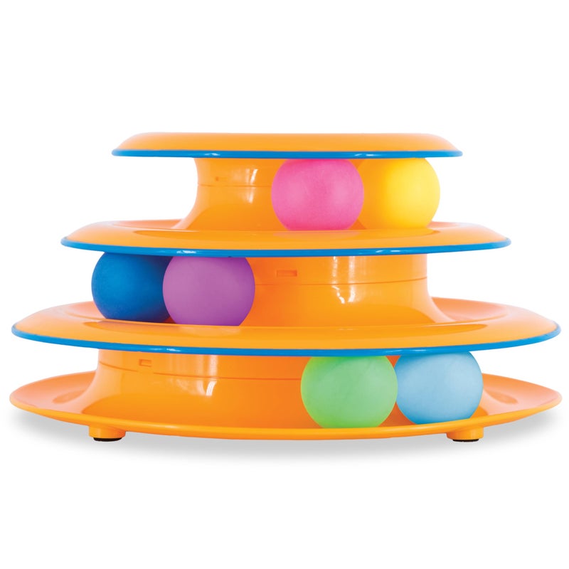 Catstages Tower of Tracks Cat Toy â€“ 3-Level Track Tower with 6 Balls, Interactive Cat Toy for Indoor Enrichment - Image 1