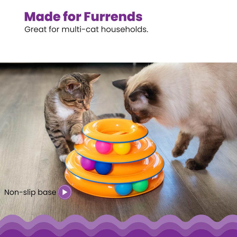 Catstages Tower of Tracks Cat Toy â€“ 3-Level Track Tower with 6 Balls, Interactive Cat Toy for Indoor Enrichment - Image 4