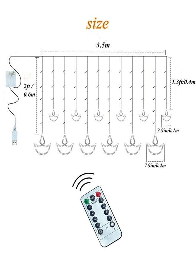 متانفكساي ديكورات ديوالي للمنزل، 12 دياس معلقة مع 8 أوضاع وامضة لأضواء ديوالي ودياس، تعمل عبر USB وصندوق البطارية، ديكورات ديوالي للمنزل باللون الأبيض الدافئ - Image 3