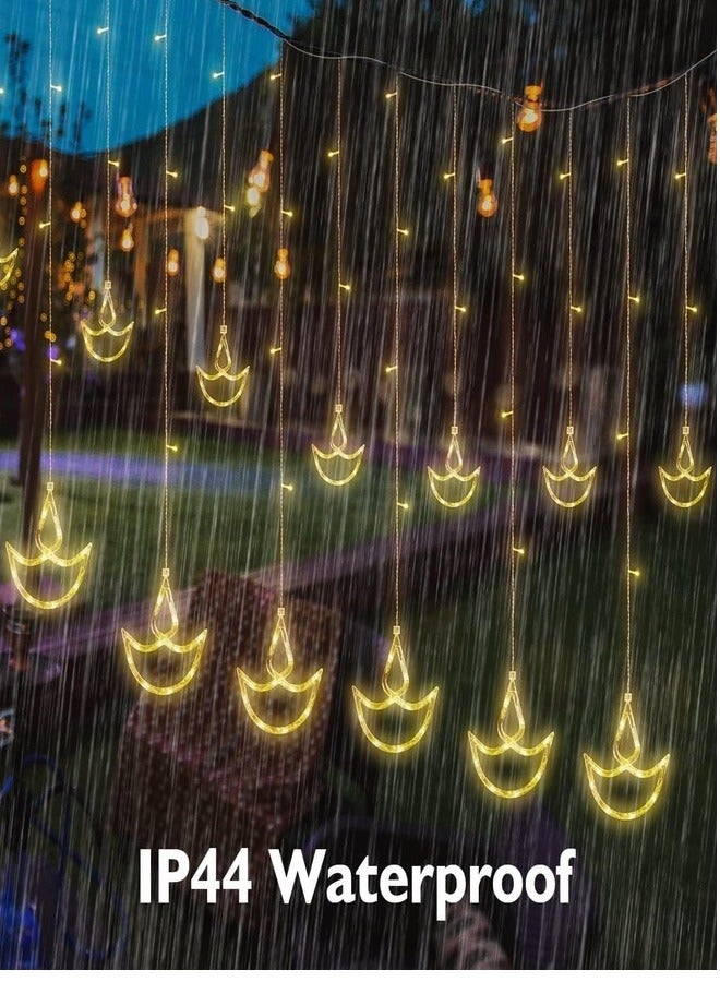 متانفكساي ديكورات ديوالي للمنزل، 12 دياس معلقة مع 8 أوضاع وامضة لأضواء ديوالي ودياس، تعمل عبر USB وصندوق البطارية، ديكورات ديوالي للمنزل باللون الأبيض الدافئ - Image 4