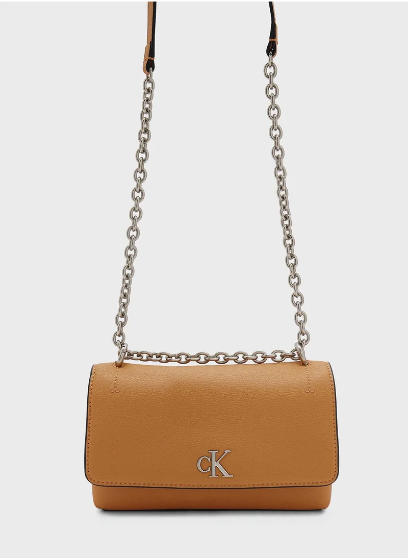 Calvin Klein Jeans Flap Over Chain Detailed Crossbody