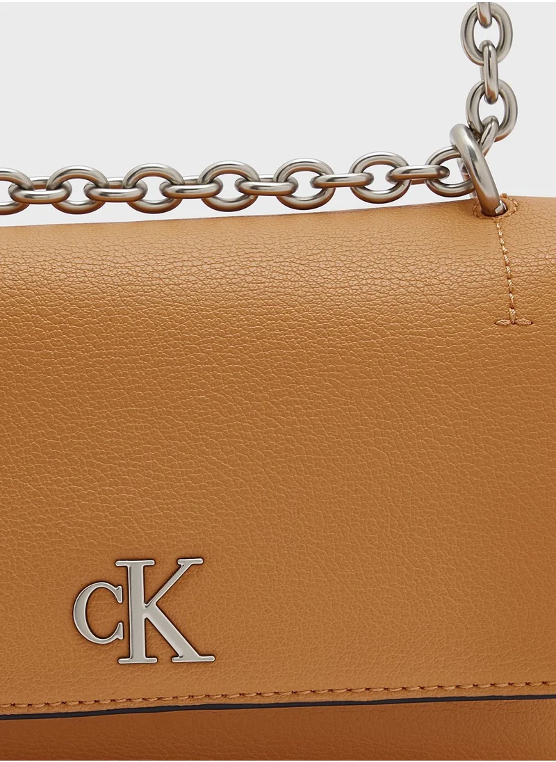 Calvin Klein Jeans Flap Over Chain Detailed Crossbody