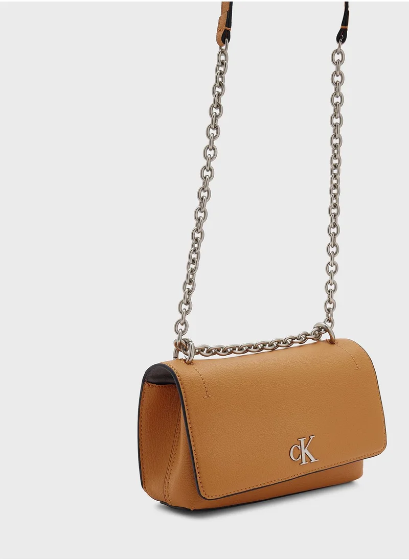 Calvin Klein Jeans Flap Over Chain Detailed Crossbody
