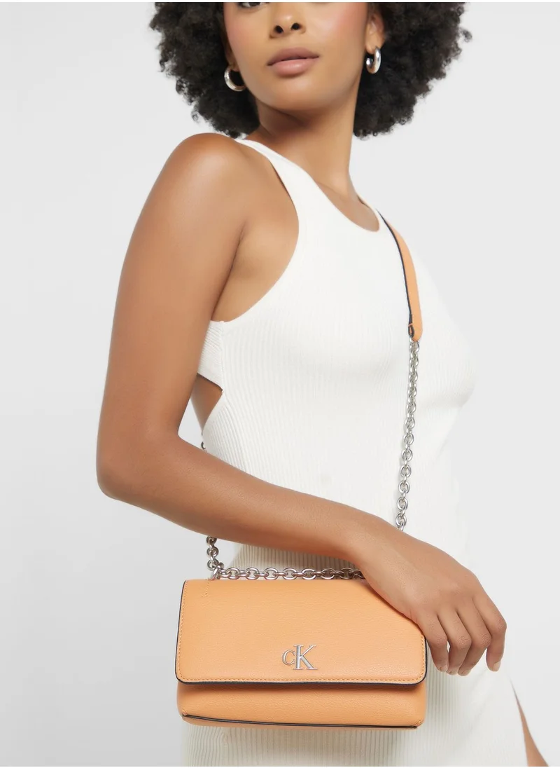 Calvin Klein Jeans Flap Over Chain Detailed Crossbody