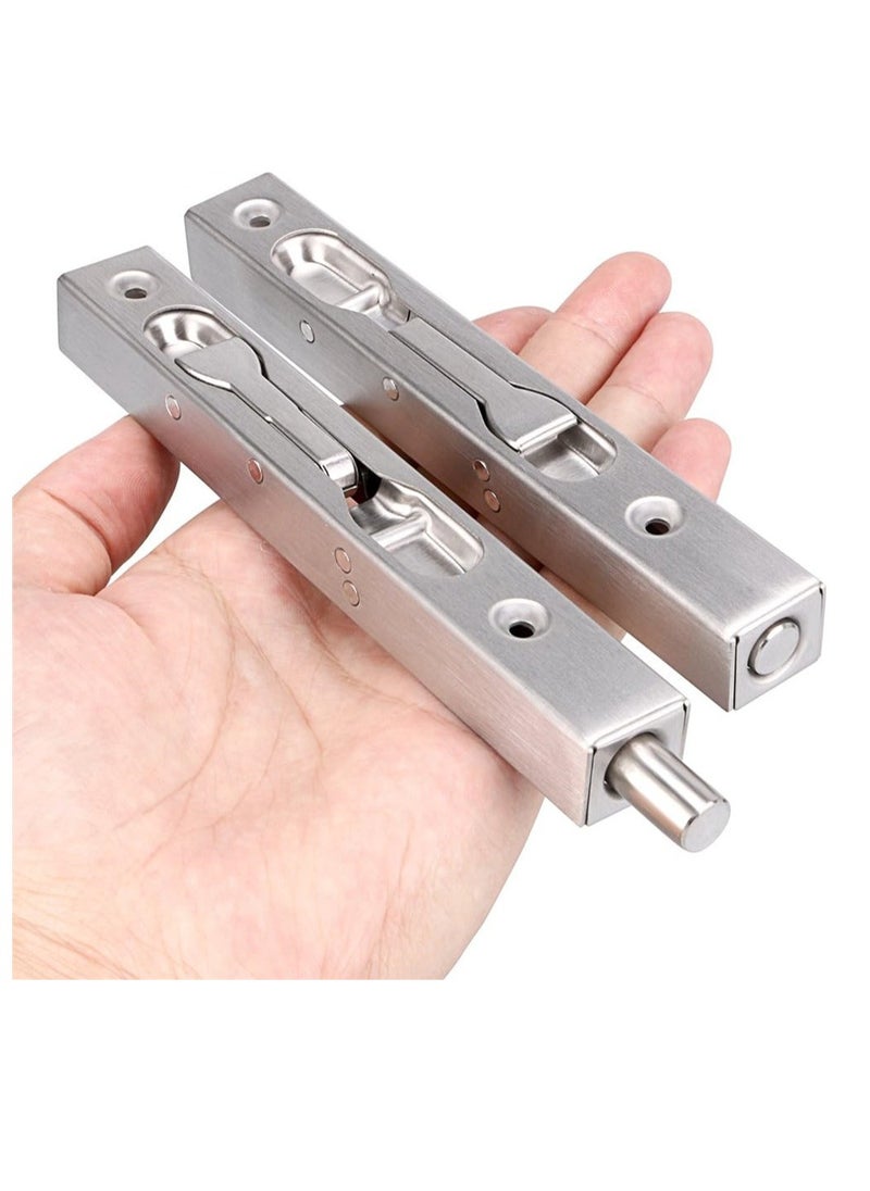 KASTWAVE 6 Inch Door Bolts, Stainless Steel Concealed Security French Door Locks with Hardwares, Metal Flush Latch Bolts for Composite Wood Double Dummy Door, 2 Pcs  - Image 4