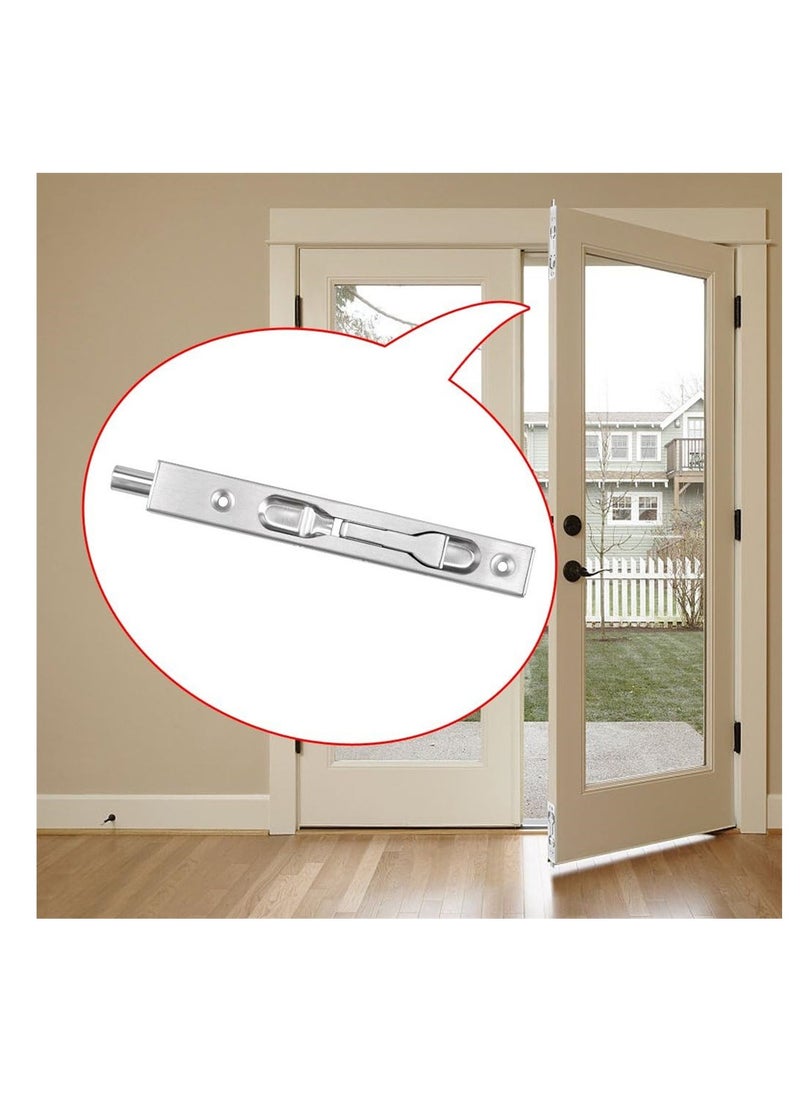 KASTWAVE 6 Inch Door Bolts, Stainless Steel Concealed Security French Door Locks with Hardwares, Metal Flush Latch Bolts for Composite Wood Double Dummy Door, 2 Pcs  - Image 2