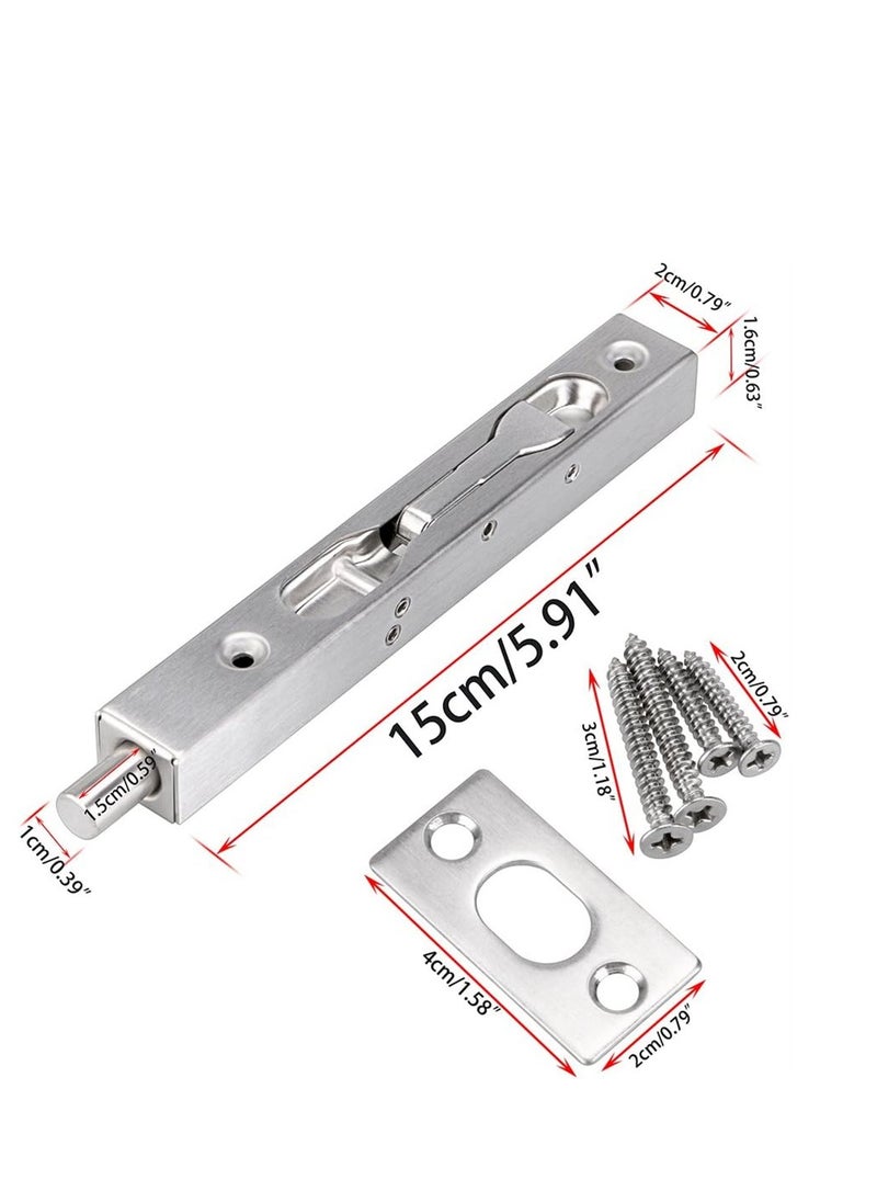 KASTWAVE 6 Inch Door Bolts, Stainless Steel Concealed Security French Door Locks with Hardwares, Metal Flush Latch Bolts for Composite Wood Double Dummy Door, 2 Pcs  - Image 3