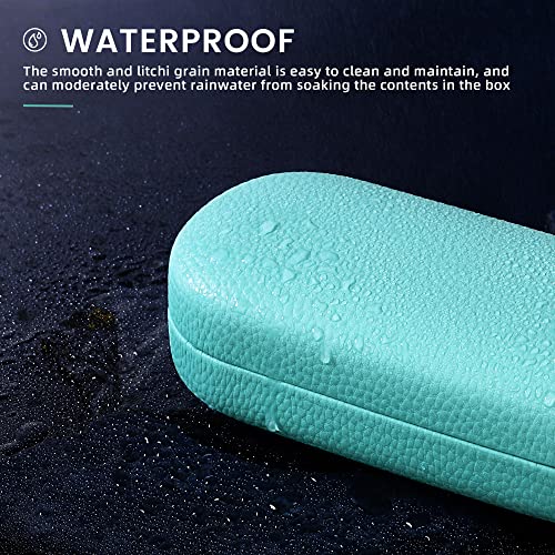 molshine Hard Shell Leather Sunglasses Case,Classic Large Glasses Case for Women Men,Sunglass Eyeglasses (Cyan) - Image 5