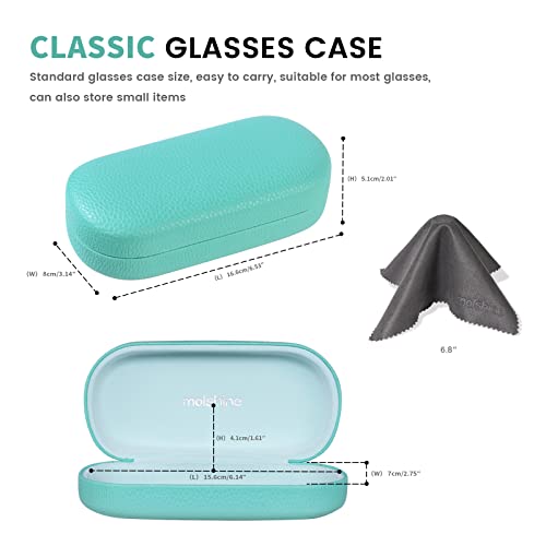 molshine Hard Shell Leather Sunglasses Case,Classic Large Glasses Case for Women Men,Sunglass Eyeglasses (Cyan) - Image 2