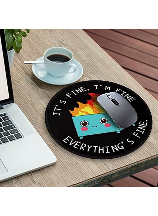 erorex Dumpster On Fire Round Mouse Pad 8.6 X 8.6 Inch Funny Mousepad For Laptop Gaming Stitched Edge Non Slip Rubber Base Home Office Decor Desk Accessories - Image 3