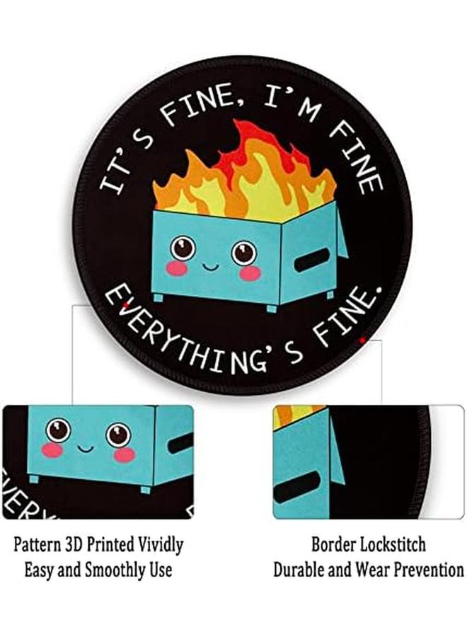 erorex Dumpster On Fire Round Mouse Pad 8.6 X 8.6 Inch Funny Mousepad For Laptop Gaming Stitched Edge Non Slip Rubber Base Home Office Decor Desk Accessories - Image 5