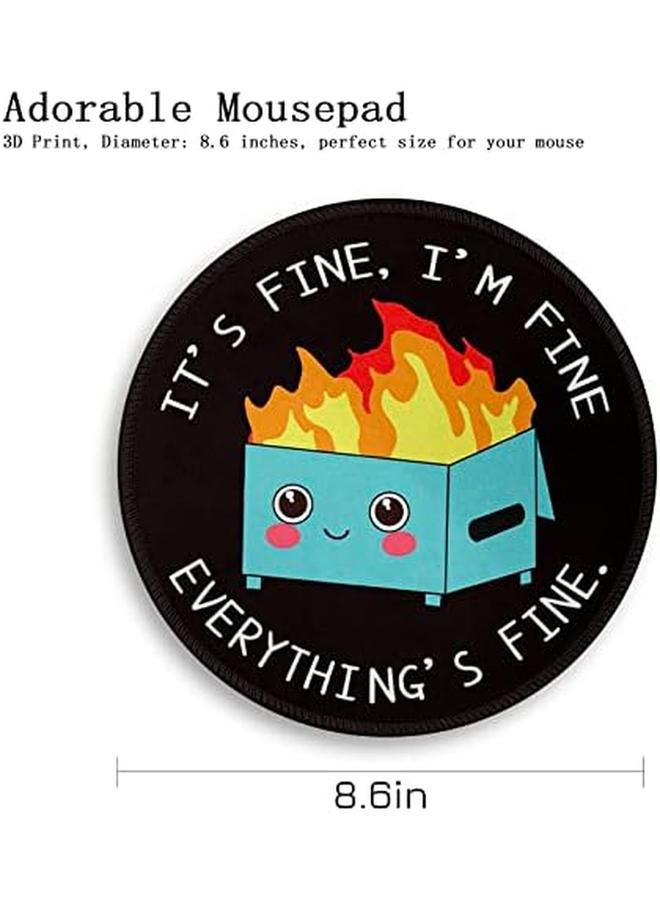 erorex Dumpster On Fire Round Mouse Pad 8.6 X 8.6 Inch Funny Mousepad For Laptop Gaming Stitched Edge Non Slip Rubber Base Home Office Decor Desk Accessories - Image 4