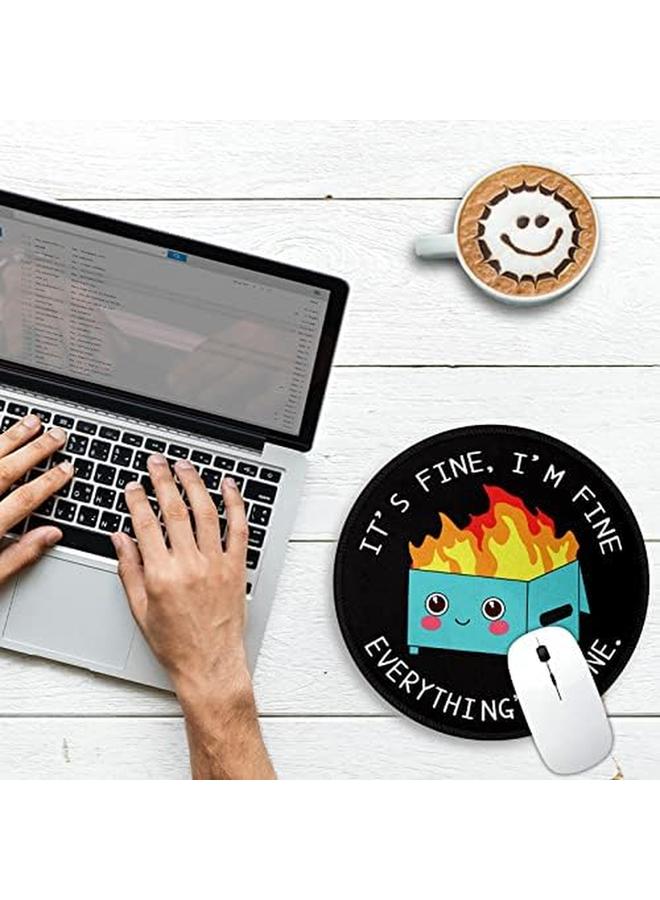 erorex Dumpster On Fire Round Mouse Pad 8.6 X 8.6 Inch Funny Mousepad For Laptop Gaming Stitched Edge Non Slip Rubber Base Home Office Decor Desk Accessories - Image 2