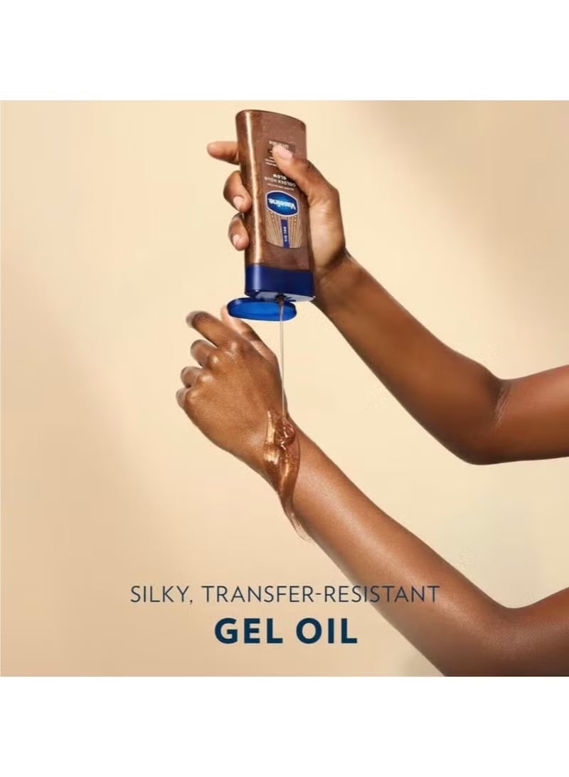 Vaseline Glazed & Glisten Golden Hour Body Gel Oil 200ml – Vanilla Cocoa Glow Shimmering Body Oil with Ultra Hydrating Lipids & 100% Pure Cocoa Butter for Radiant Skin - Image 3