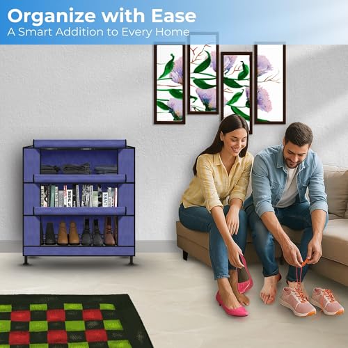 TRENDY Multipurpose Shoe Rack Cabinet 3 Layer All-in-one Storage Organizer with Dustproof Cover | Space-Saving Shoe Stand for Home, Wardrobe & Entryway - Image 4