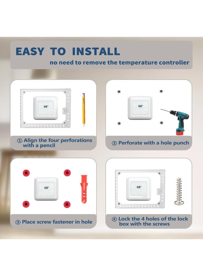 TLAXCA Large Thermostat Lock Box Cover with Key, Clear Thermostat Cover with Lock Compatible With Honeywell Home Thermostat On Wall, AC Lock Box Cover with Key Fits Thermostats 12.7cm H x 15.2cm W or Smaller - Image 4