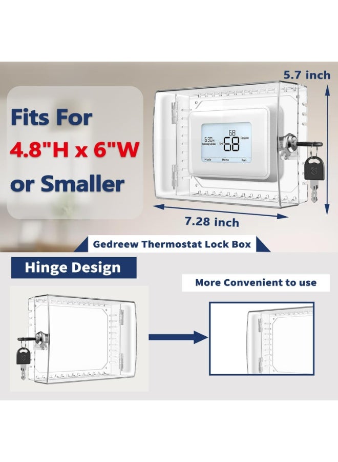 TLAXCA Large Thermostat Lock Box Cover with Key, Clear Thermostat Cover with Lock Compatible With Honeywell Home Thermostat On Wall, AC Lock Box Cover with Key Fits Thermostats 12.7cm H x 15.2cm W or Smaller - Image 2