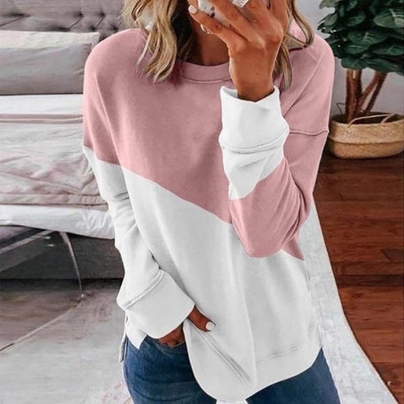 cheekyglo Womens 2022 Fall Winter Fashion Tops Casual Long Sleeve Crewneck Sweatshirt Blouse Striped Loose Soft Pullover Shirts - Image 2