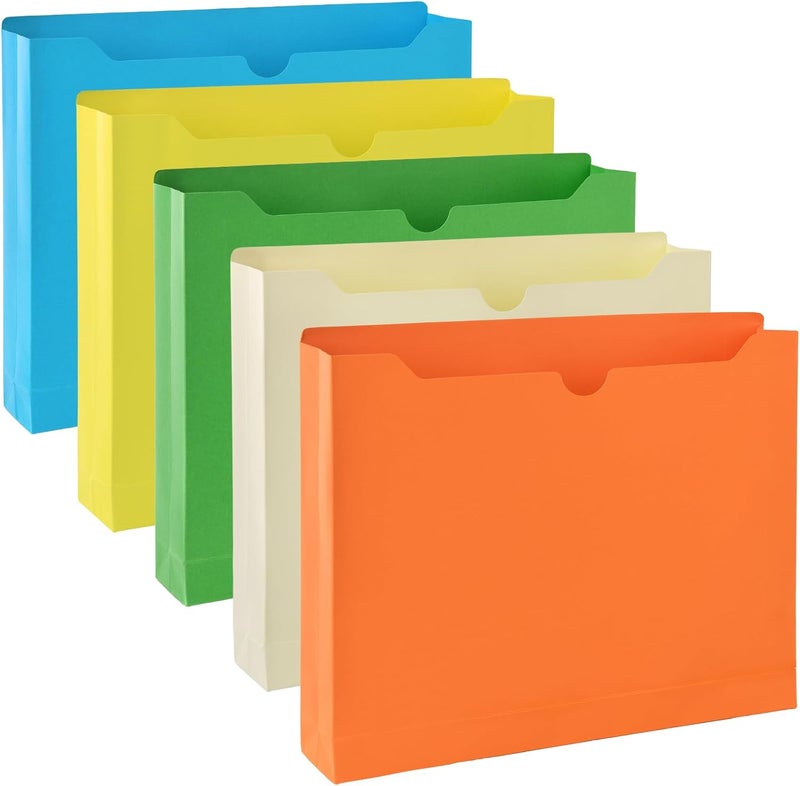 zmybcpack حقيبة ملفات 25 قطعة بحجم 2 بوصة، مجلدات جيبية قابلة للتوسع بوزن 230 جرام لكل متر مربع، مجلدات ملفات قابلة للتوسع بحجم الرسائل للاستخدام المنزلي والمكتبي والفصول الدراسية (ألوان متنوعة، علامة تبويب مقطوعة بشكل مستقيم) - Image 1