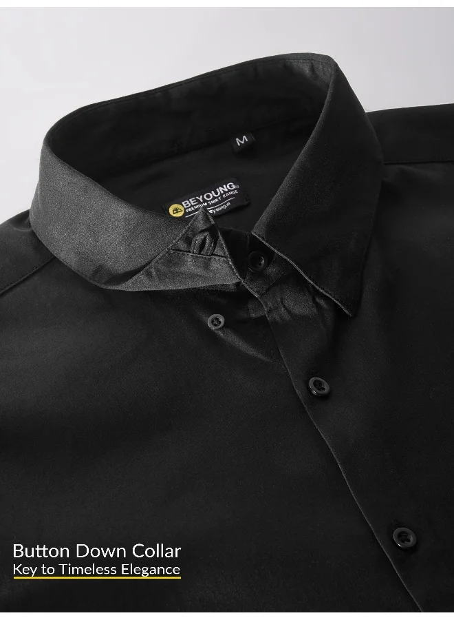 Beyoung Black Satin Shirt