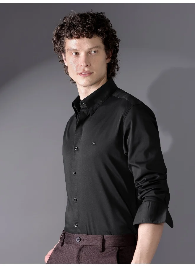 Beyoung Black Satin Shirt
