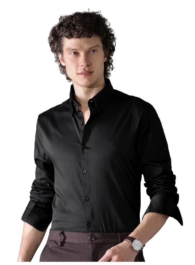 Beyoung Black Satin Shirt