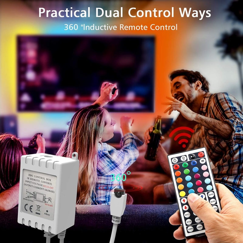 dalattin Led Lights for Bedroom 25ft RGB 5050 Led Strip Lights Color Changing Kit with 44 Keys Remote Controller and 12V Power Supply Led Light Strips Indoor Decoration,Easter Decor - Image 5