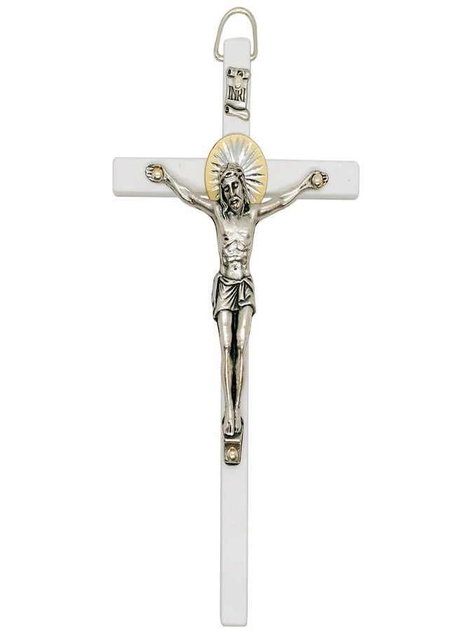 VILLAGE GIFT IMPORTERS صليب حائط أبيض من شركة VILLAGE GIFT IMPORTERS، مقاس 5.5 بوصة، بتصميم فضي اللون وجسم متألق | صنع في إيطاليا - Image 5