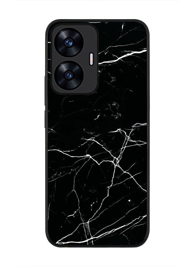 Stylizedd Rugged Black edge case for Realme C55 4G Slim fit Soft Case Flexible Rubber Edges Anti Drop TPU Gel Thin Cover -  Marble Print Black - Image 1