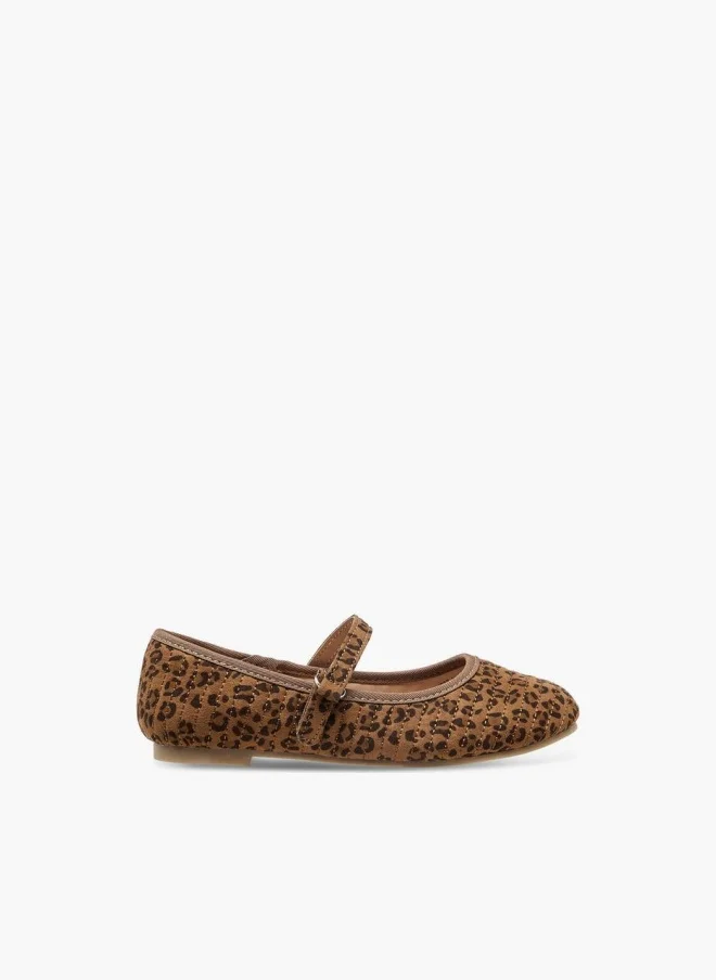 JUNIORS Animal Print Ballerina Shoes With Hook And Loop Closure