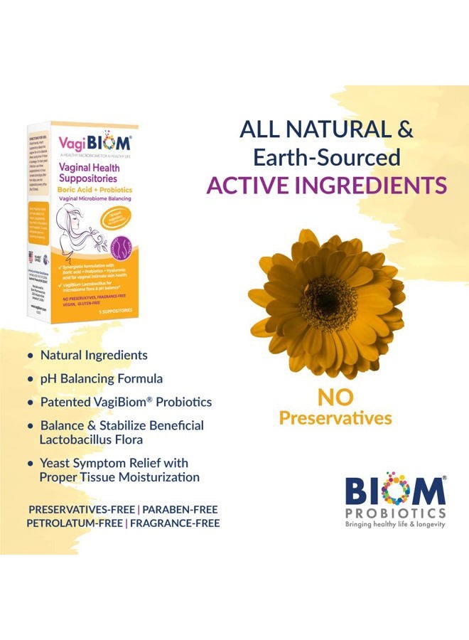 VagiBiom Boric Acid Suppositories with Lactobacillus: Microbiome Flora Balance; Balance and Nourishes Healthy Flora; Paraben-Free Preservative-Free (5count) - Image 3