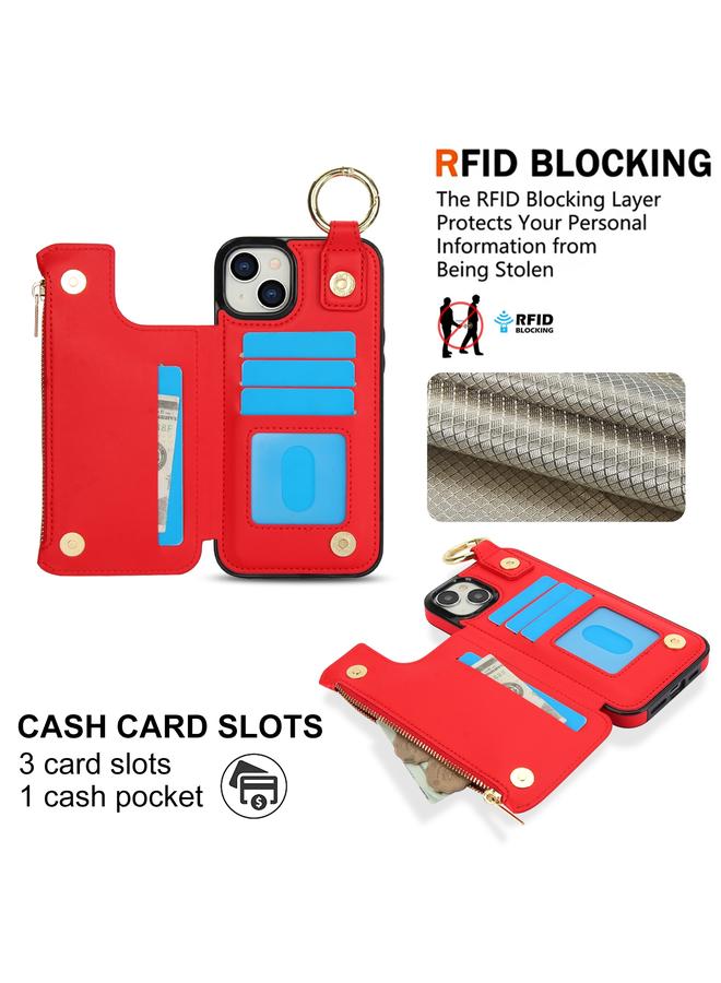 S-TOP Case For iPhone 15 Plus RFlD Anti-theft Double Buckle Ring Zipper Card Phone Case - Image 3
