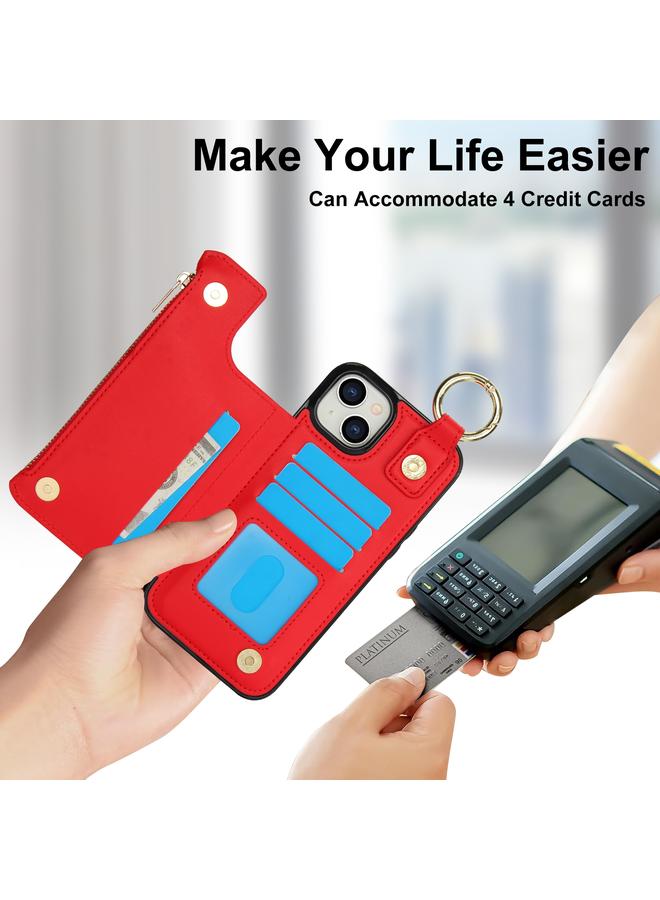 S-TOP Case For iPhone 15 Plus RFlD Anti-theft Double Buckle Ring Zipper Card Phone Case - Image 5