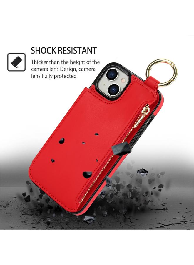 S-TOP Case For iPhone 15 Plus RFlD Anti-theft Double Buckle Ring Zipper Card Phone Case - Image 2