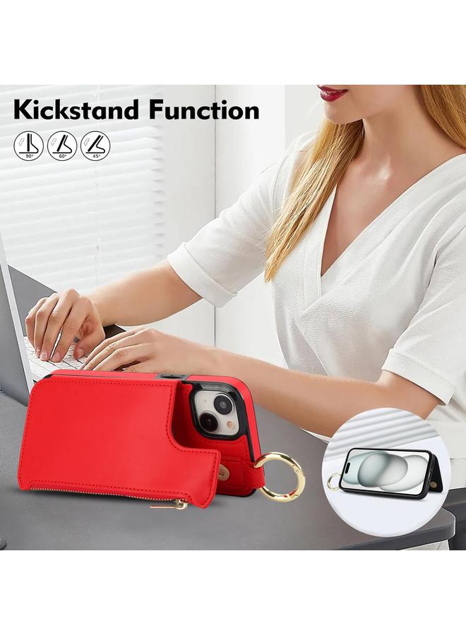 S-TOP Case For iPhone 15 Plus RFlD Anti-theft Double Buckle Ring Zipper Card Phone Case - Image 4