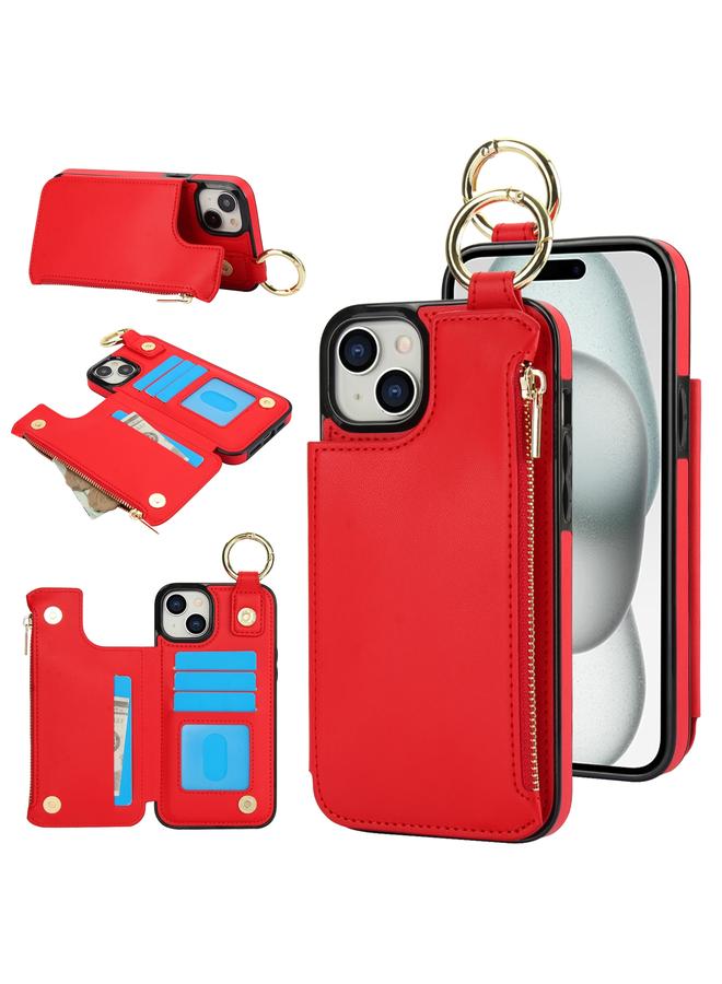 S-TOP Case For iPhone 15 Plus RFlD Anti-theft Double Buckle Ring Zipper Card Phone Case - Image 1